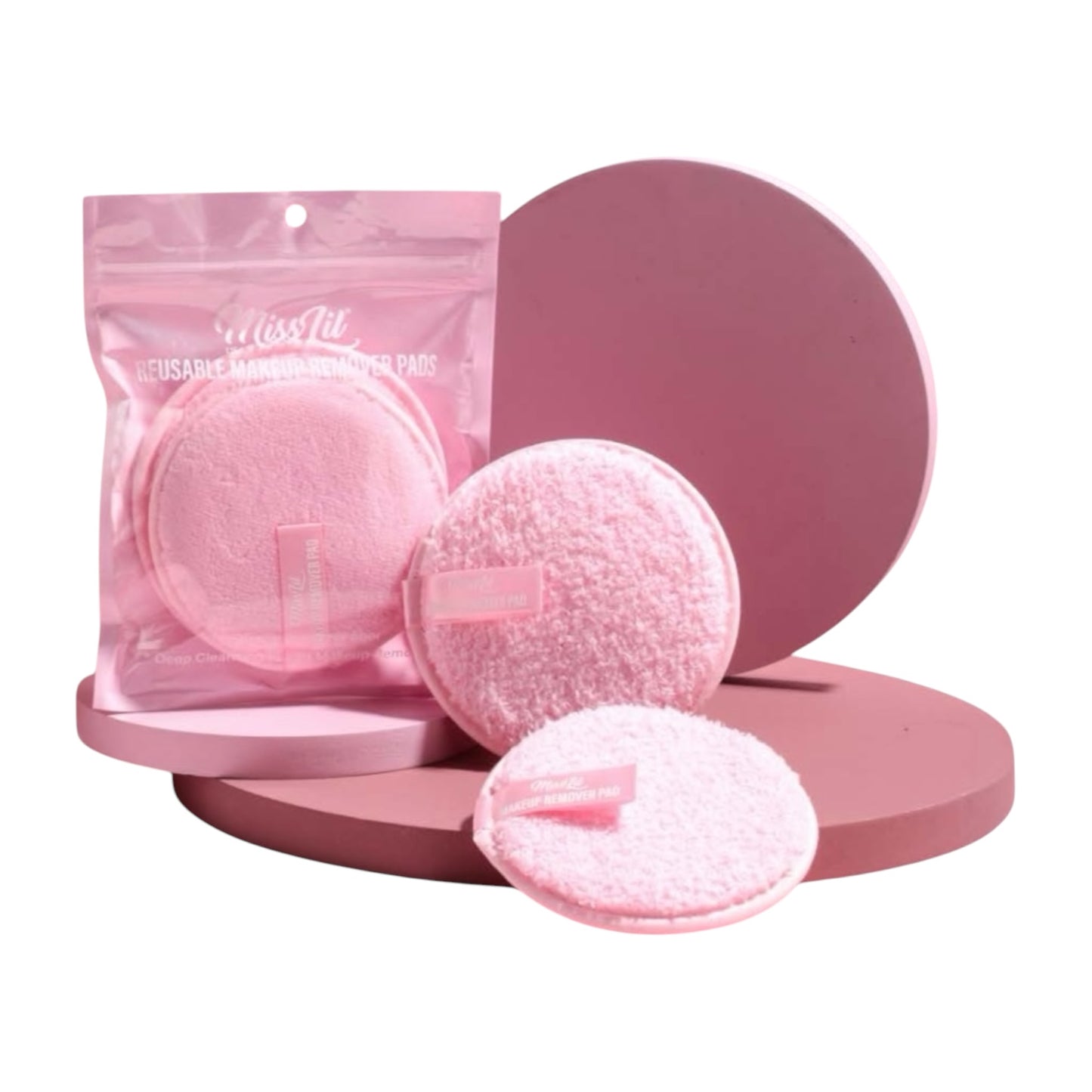 MISS LIL USA 2 PCS PINK MAKE UP REMOVER PADS