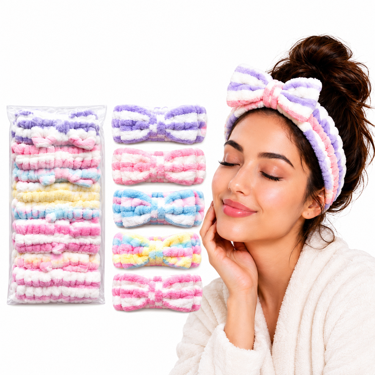 Trio Color Fluffy Spa Headband