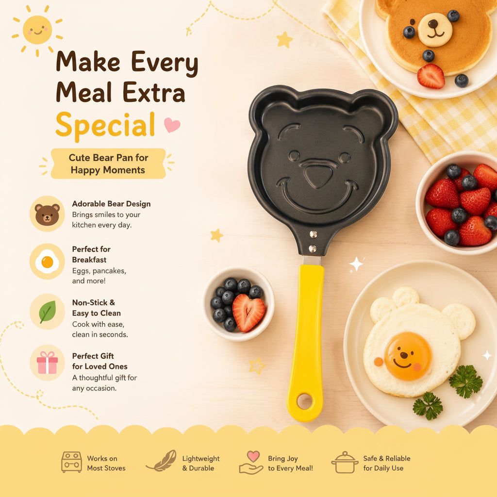 2PCS KIDS KITCHEN PAN- YELLOW BEAR