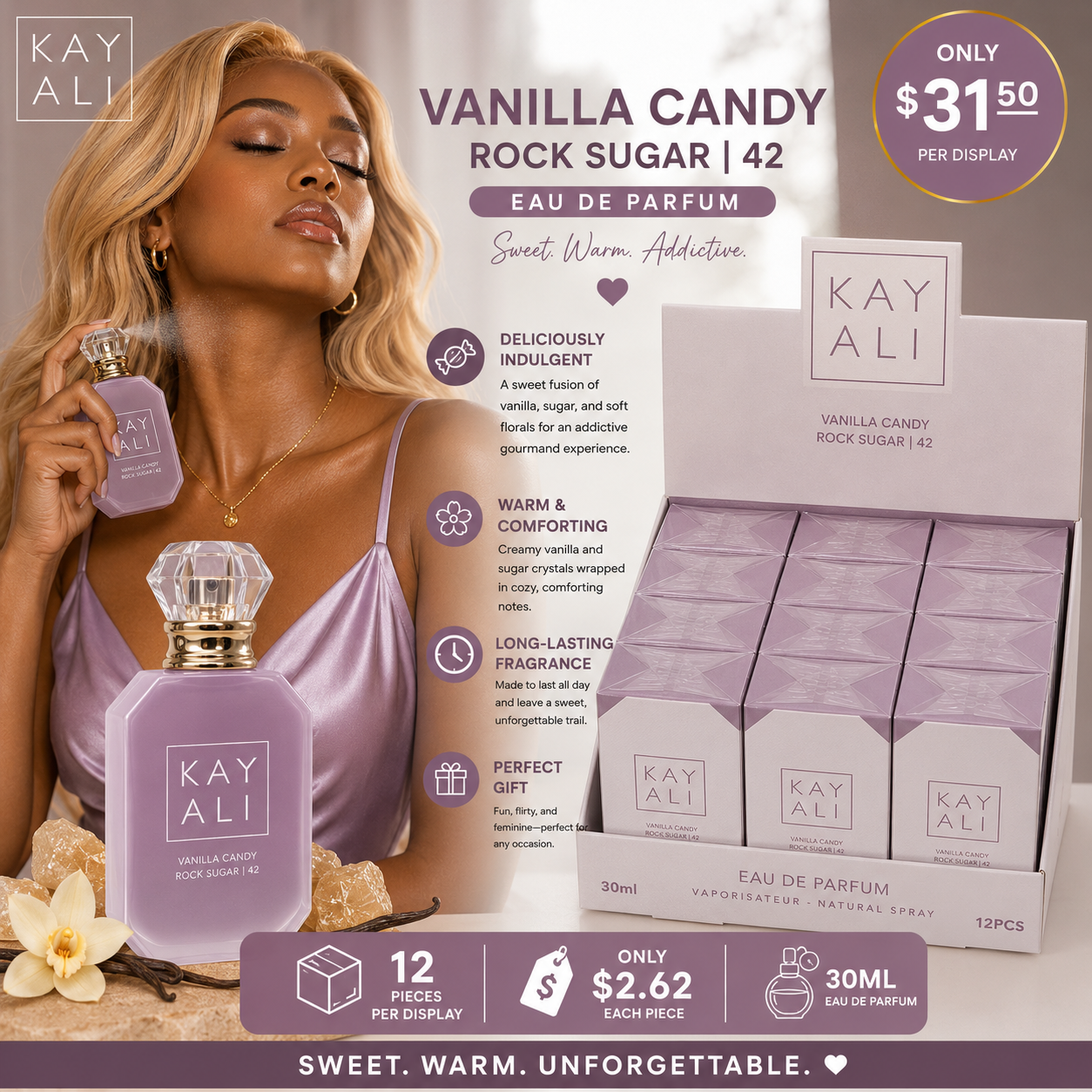 12PCS DISPLAY DUPE KAY BOUJEE VANILLA CANDY ROCK SUGAR 42 PERFUME 1924