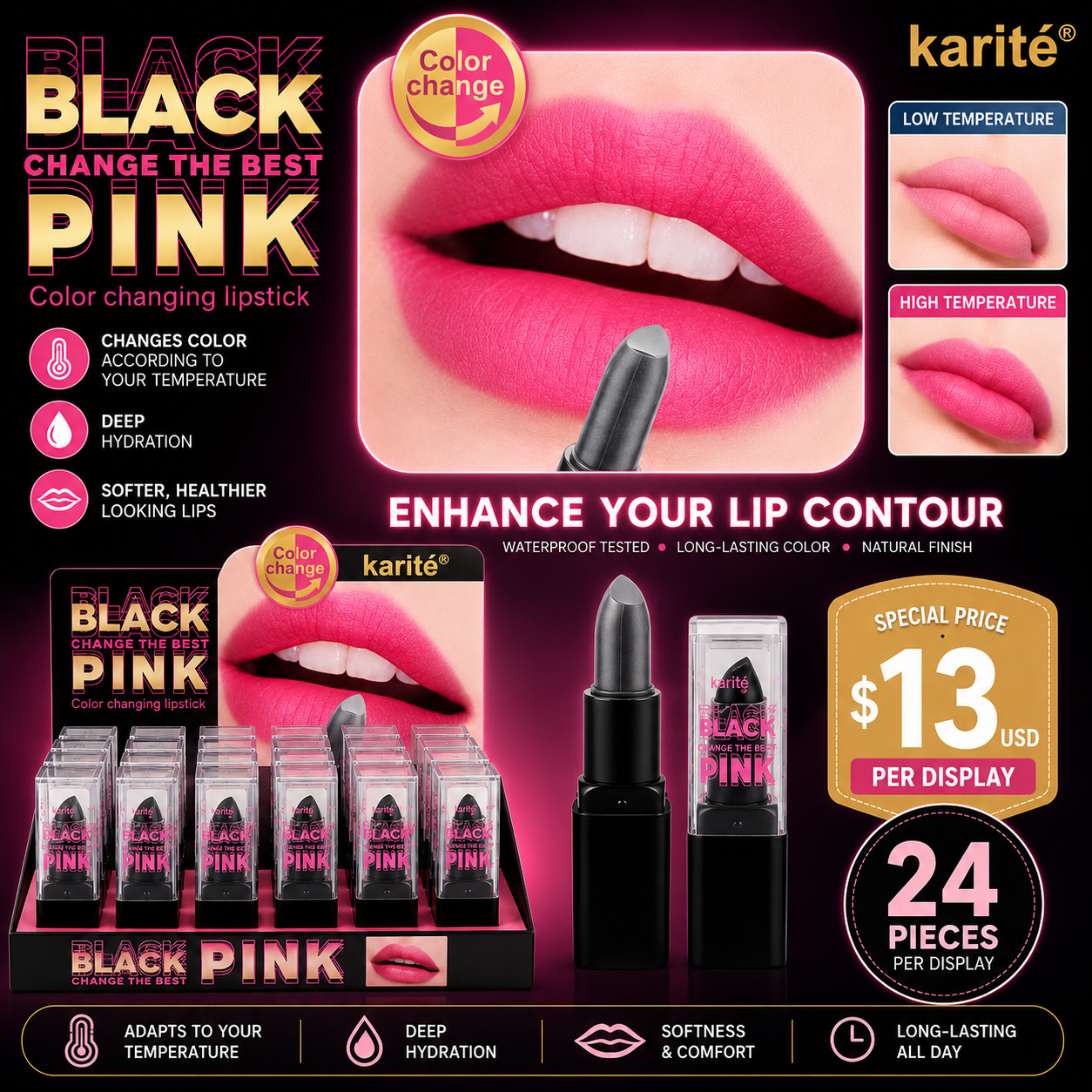 24PCS DISPLAY KARITE LIP CONTOUR PINK EDITION 36327-47