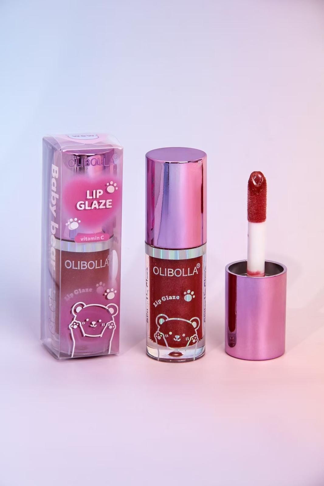 OLIBOLLA SHINY CRYSTAL BEAR GLITTER LIP GLAZE 24PCS DISPLAY LA-L218