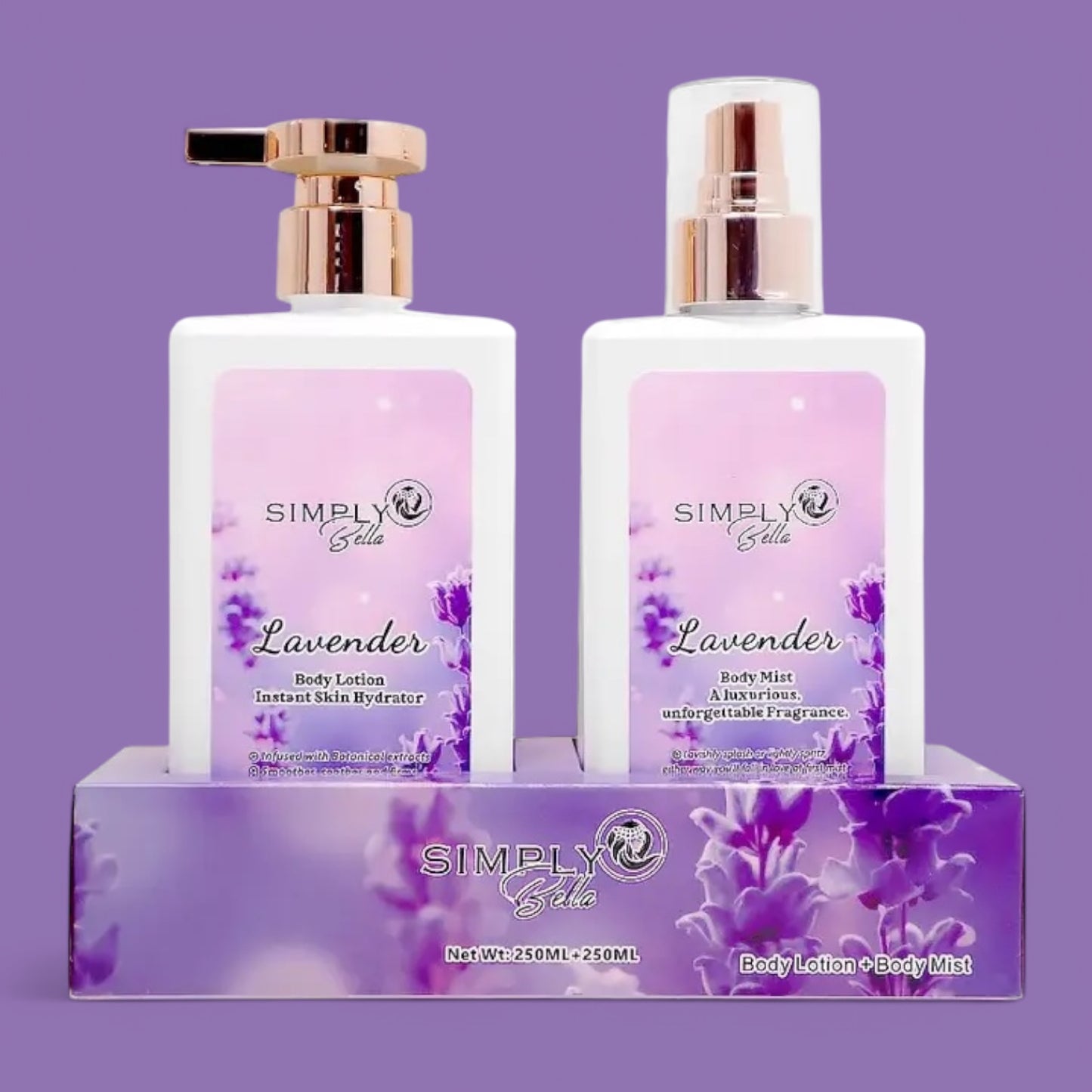 SIMPLY BELLA LAVENDER & MINT BODY MIST & BODY LOTION SET#MD1