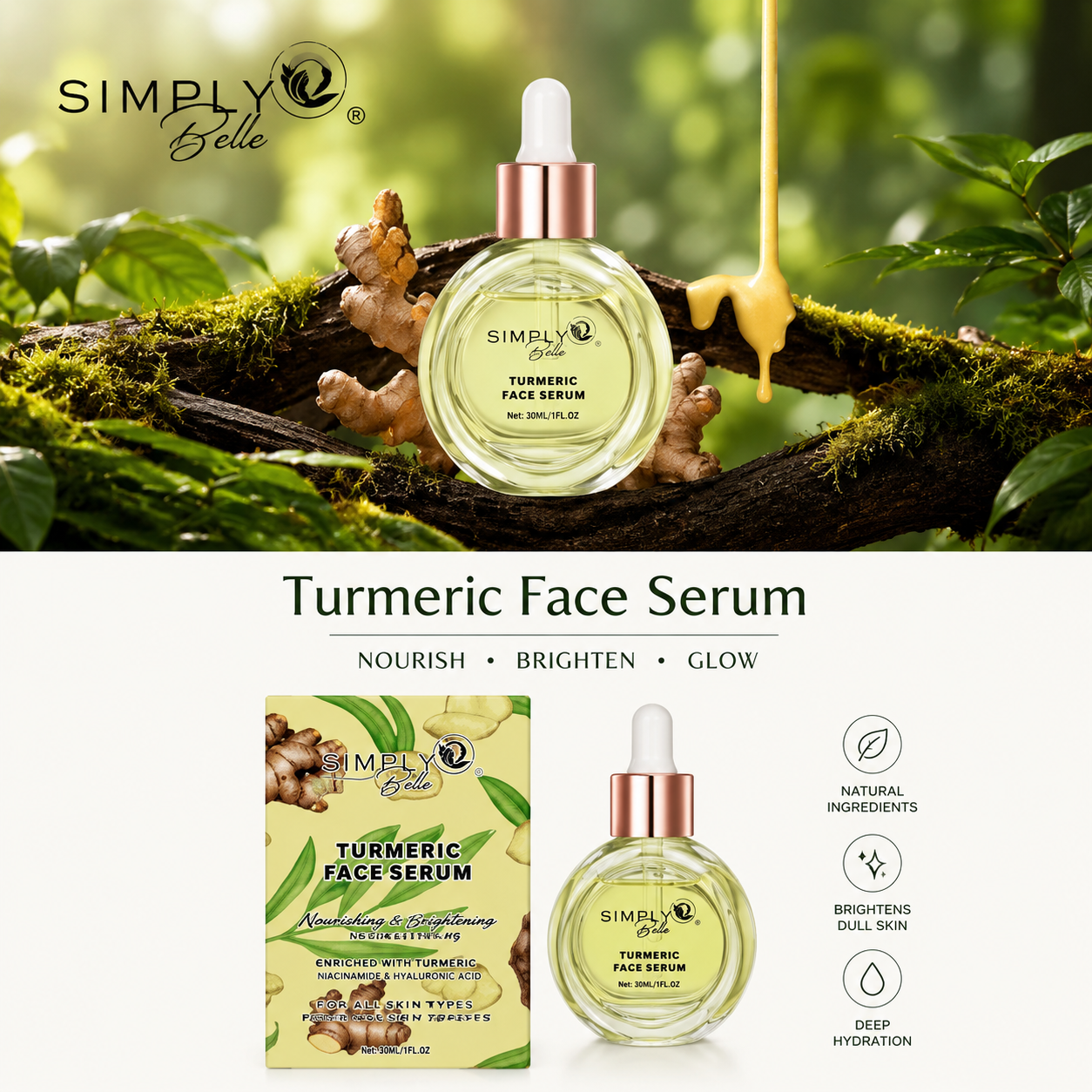 3PCS SIMPLY BELLA TURMERIC FACE SERUM FC1028
