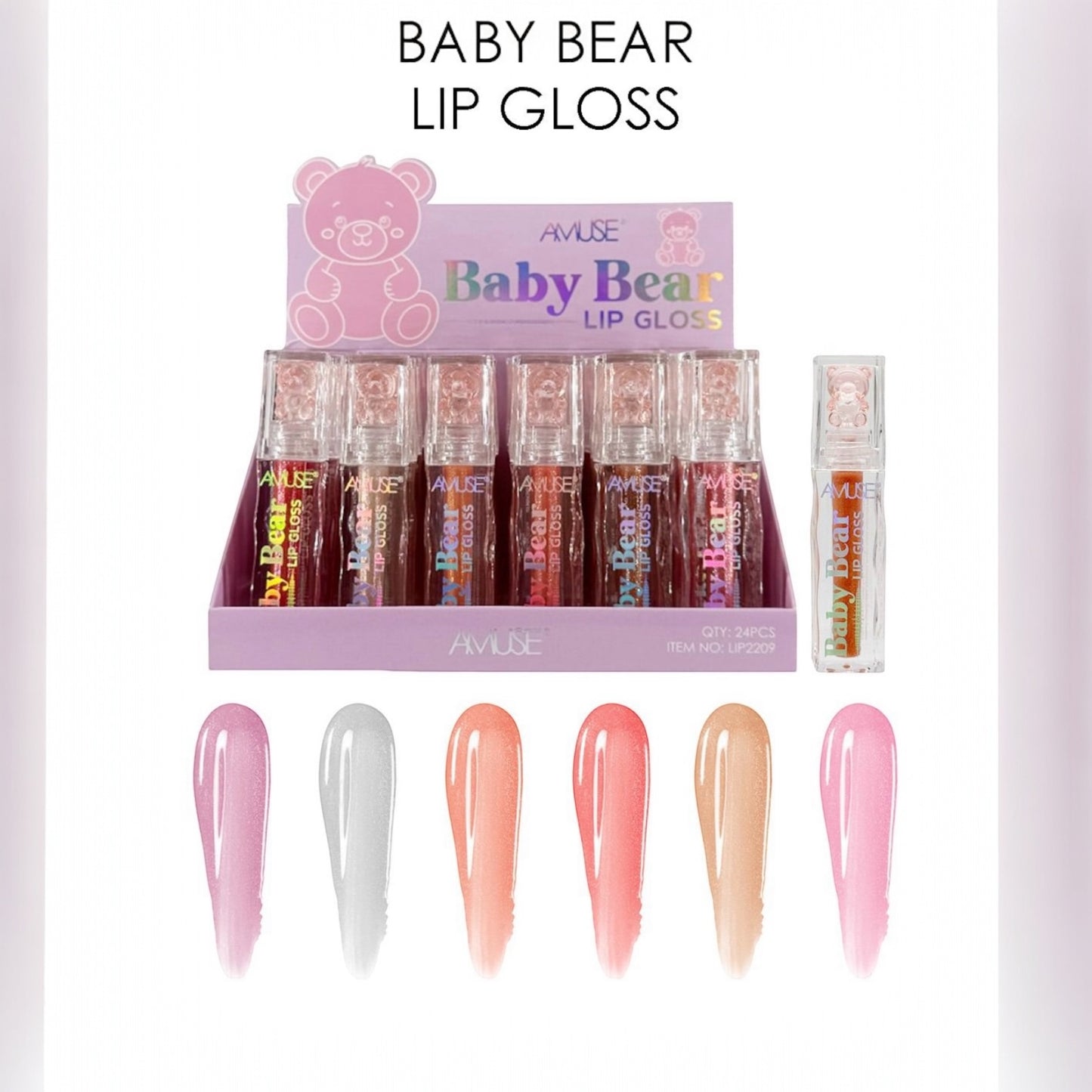 24PCS DISPLAY AMUSE BABY BEAR LIP GLOSS DISPLAY LIP2209