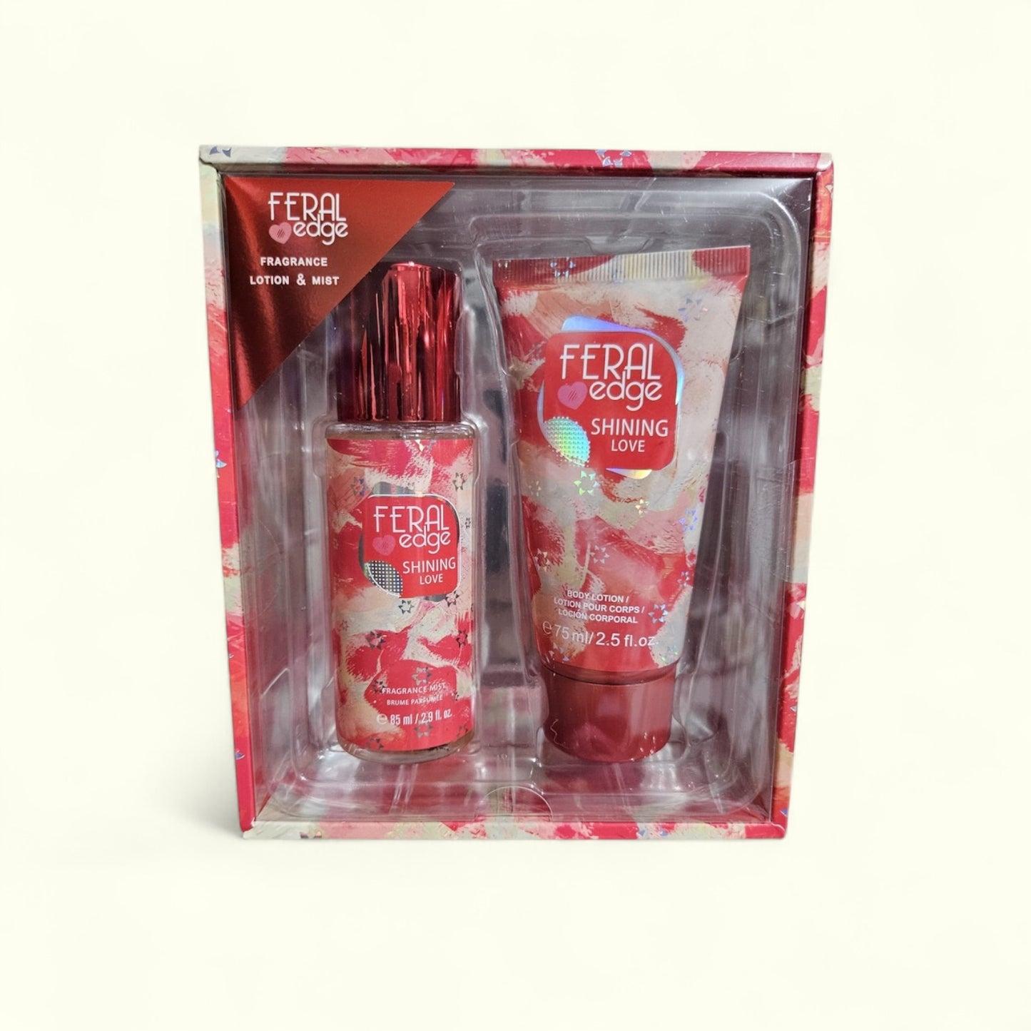 2 PCS RED FERAL EDGE FRAGRANCE LOTION & MIST SHINNING LOVE FEF-004S