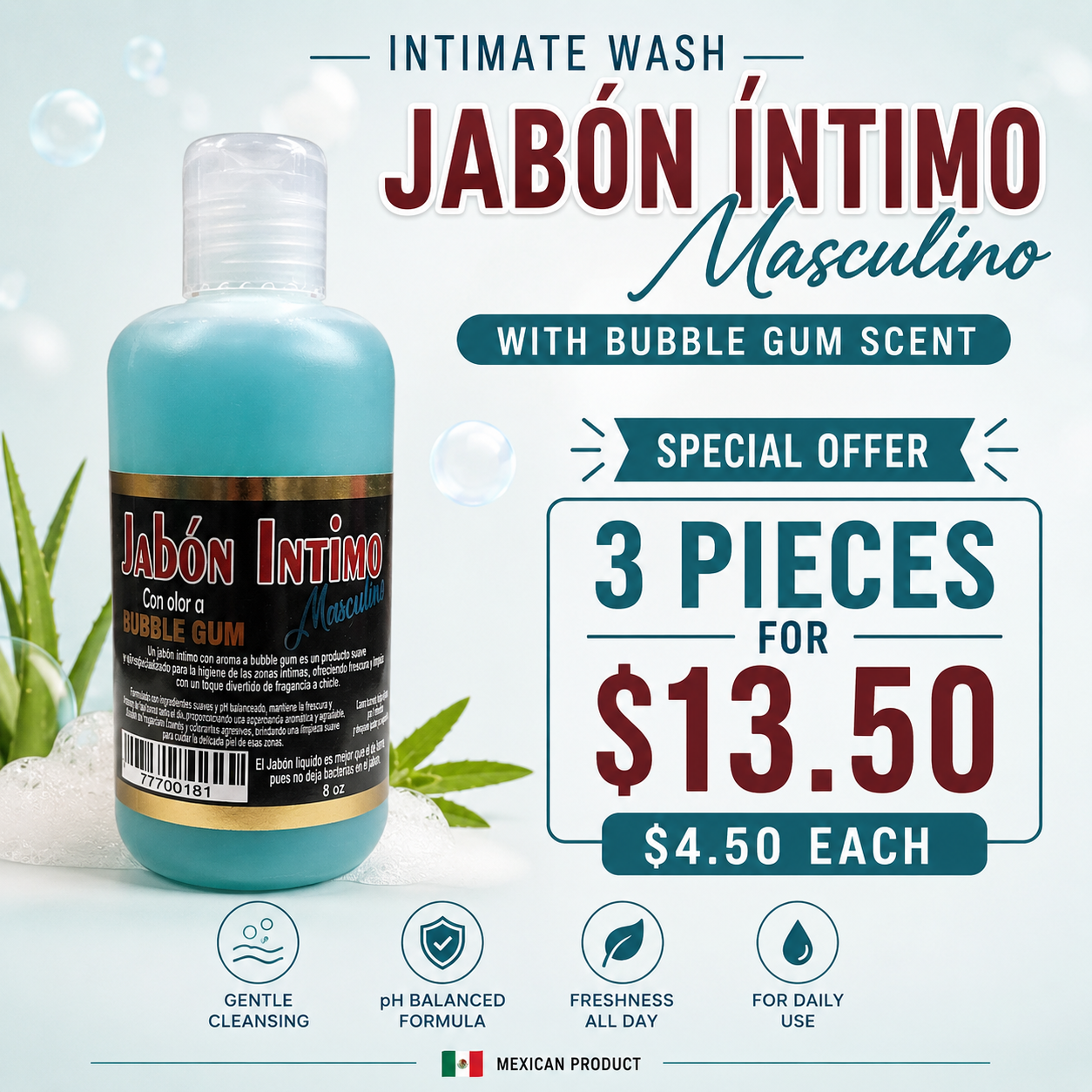 3PCS JABON INTIMO MASCULINO 0181
