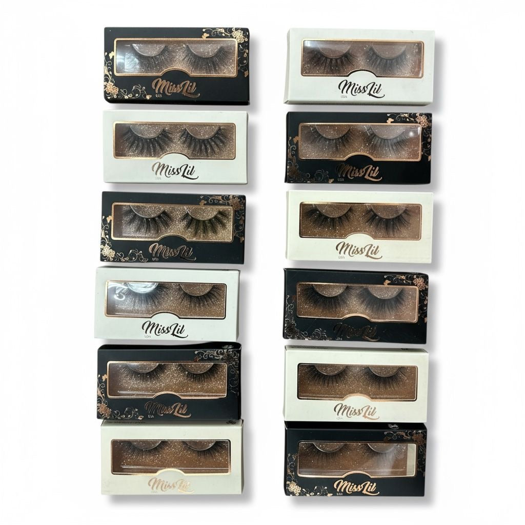 12PACKS OF 6PAIRS MISS LIL LASHES MIXED
