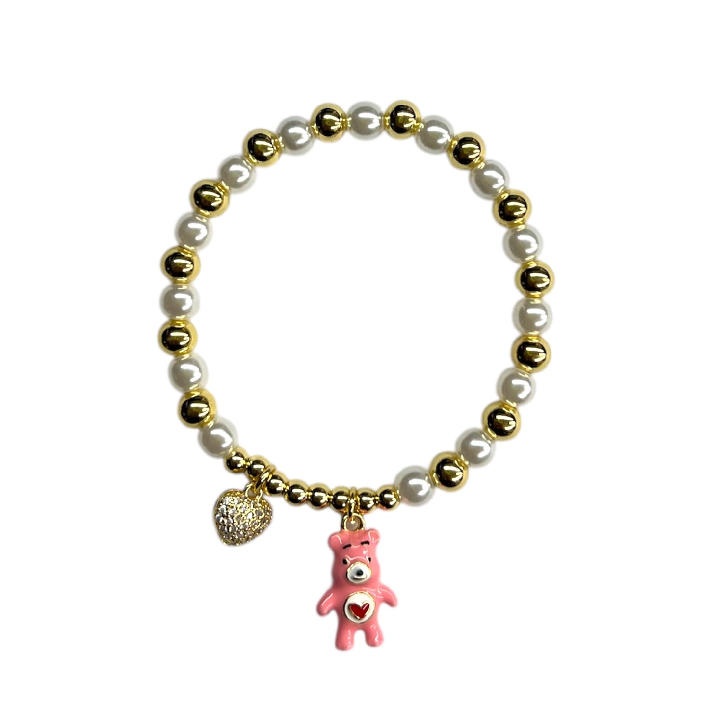 ORO LAMINADO PINK MOOD BEAR CHARM BRACELET