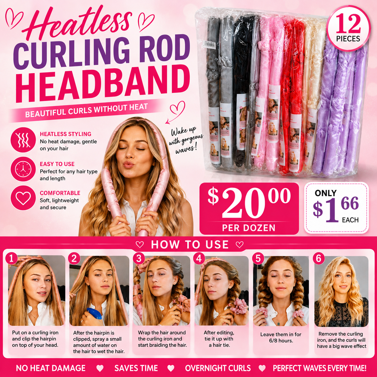 12PCS PACK MAGIC HAIR CURLER NK0028
