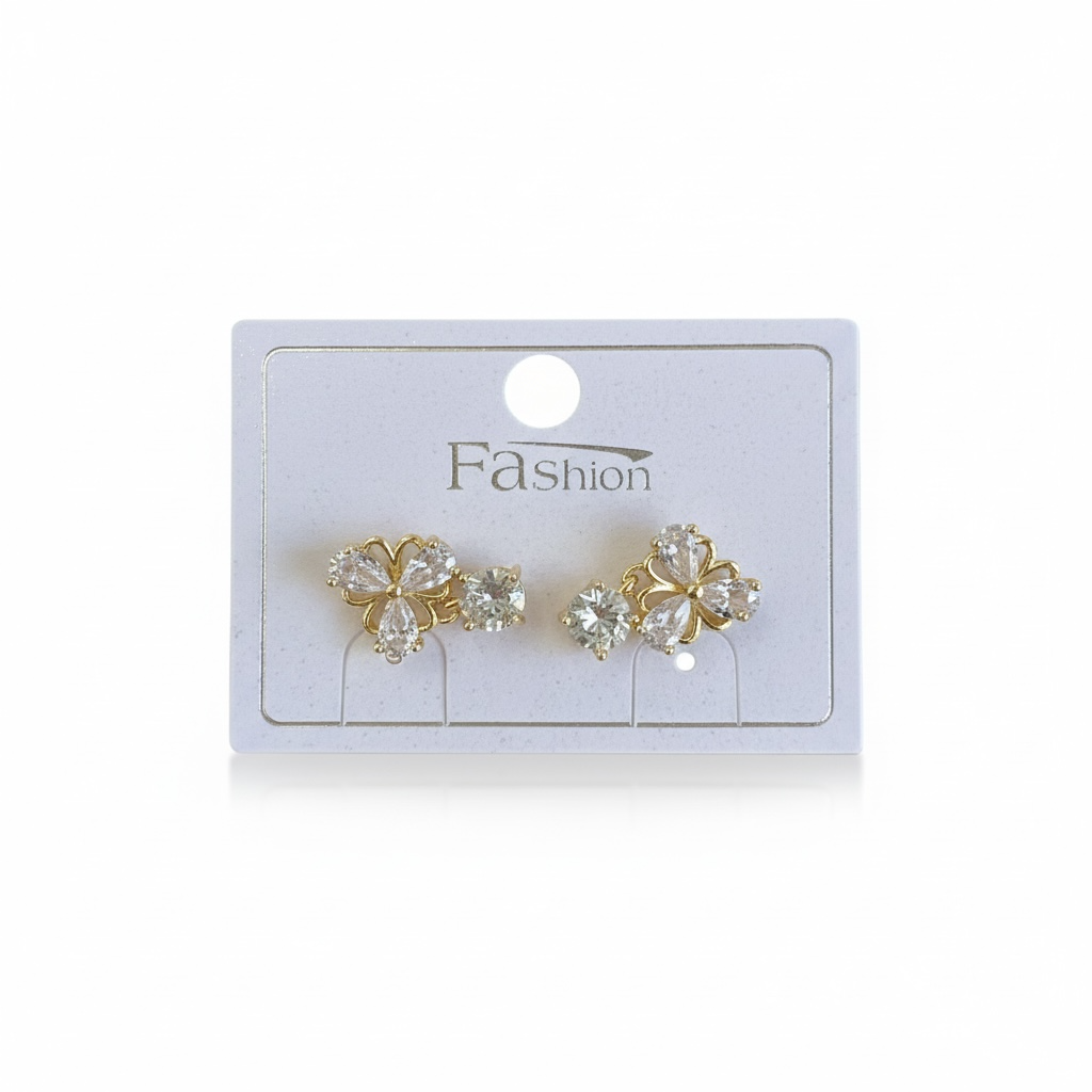 3PCS ORO LAMINADO BLING FLOWER EARRINGS BE472