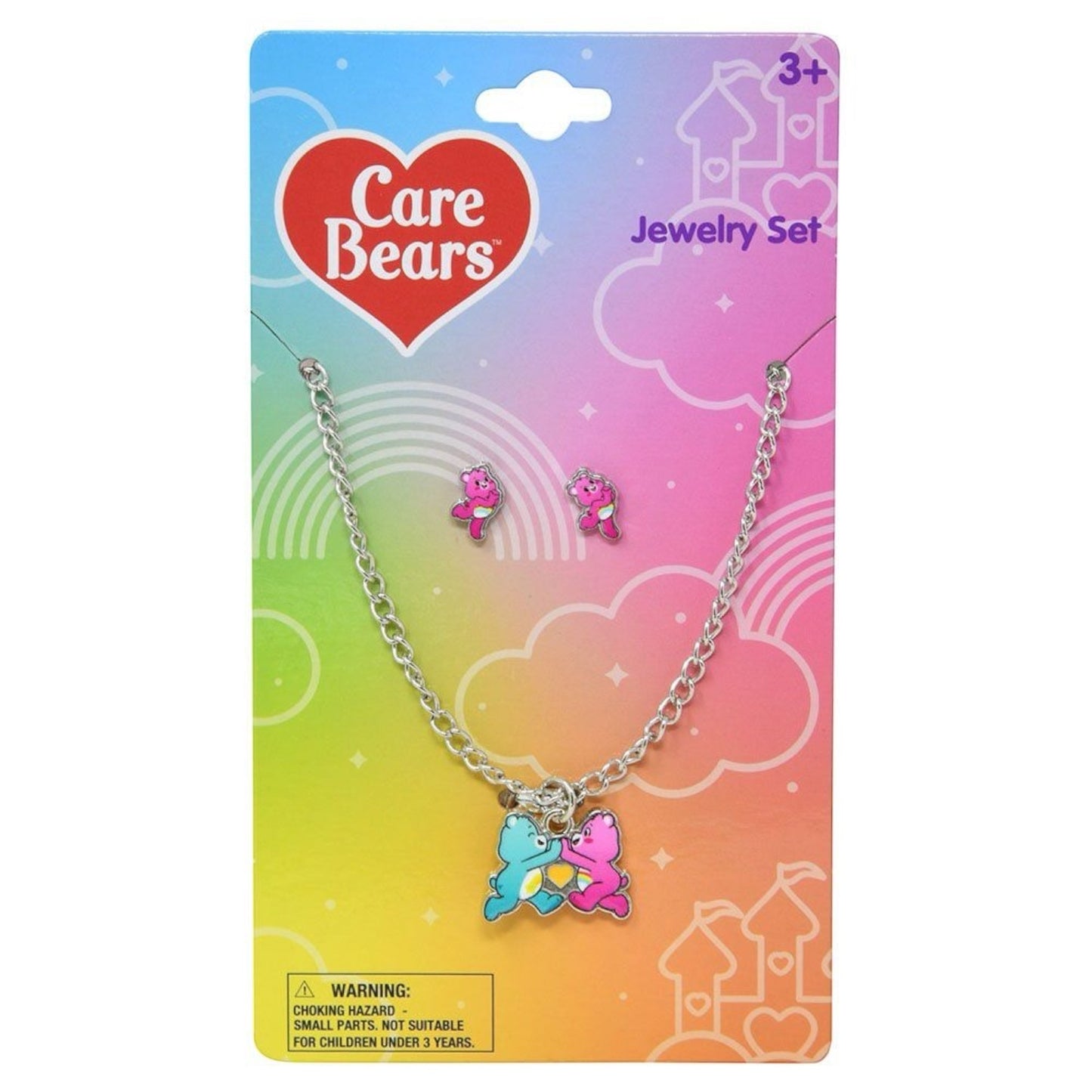 2PCS CARE BEAR METAL NECKLACE & EARRINGS SET #CB601
