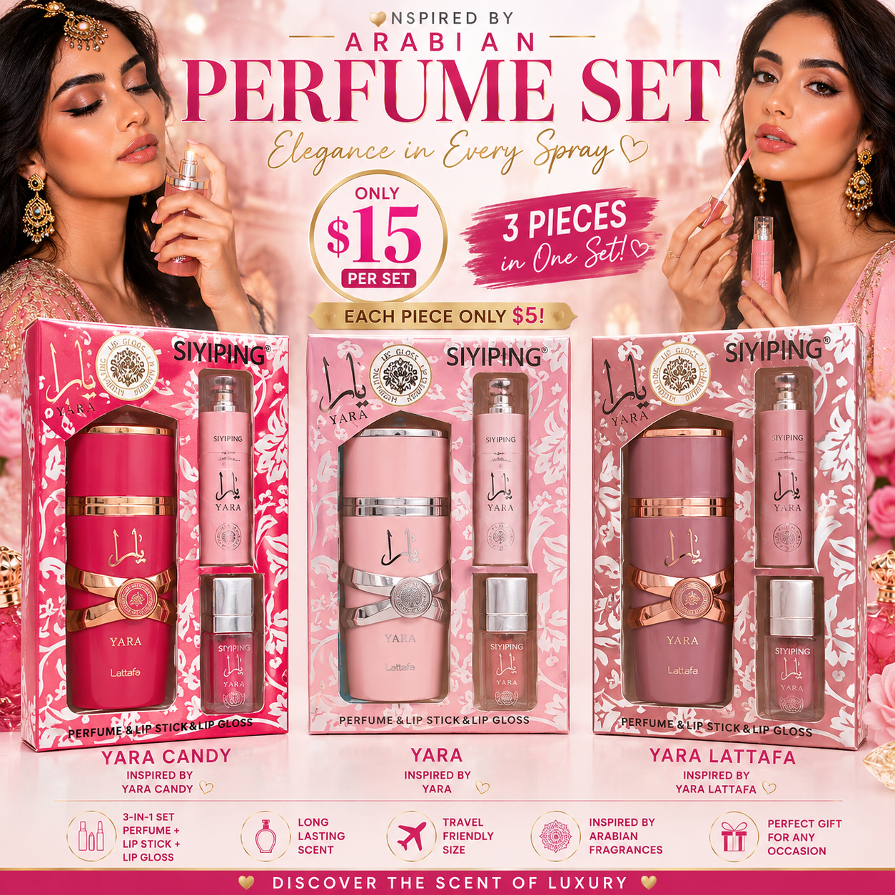 3PCS YARA DÚO PERFUME SET 1 OF EACH COLOR