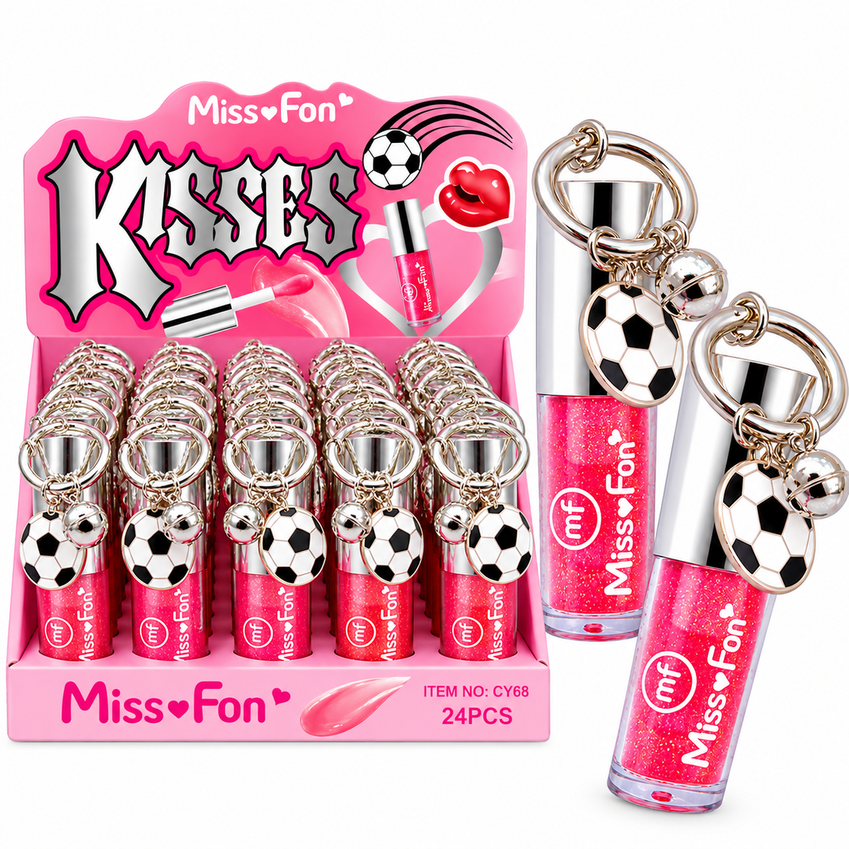 Miss Fan Moisturizing LipGloss With Soccer Ball Keychain
