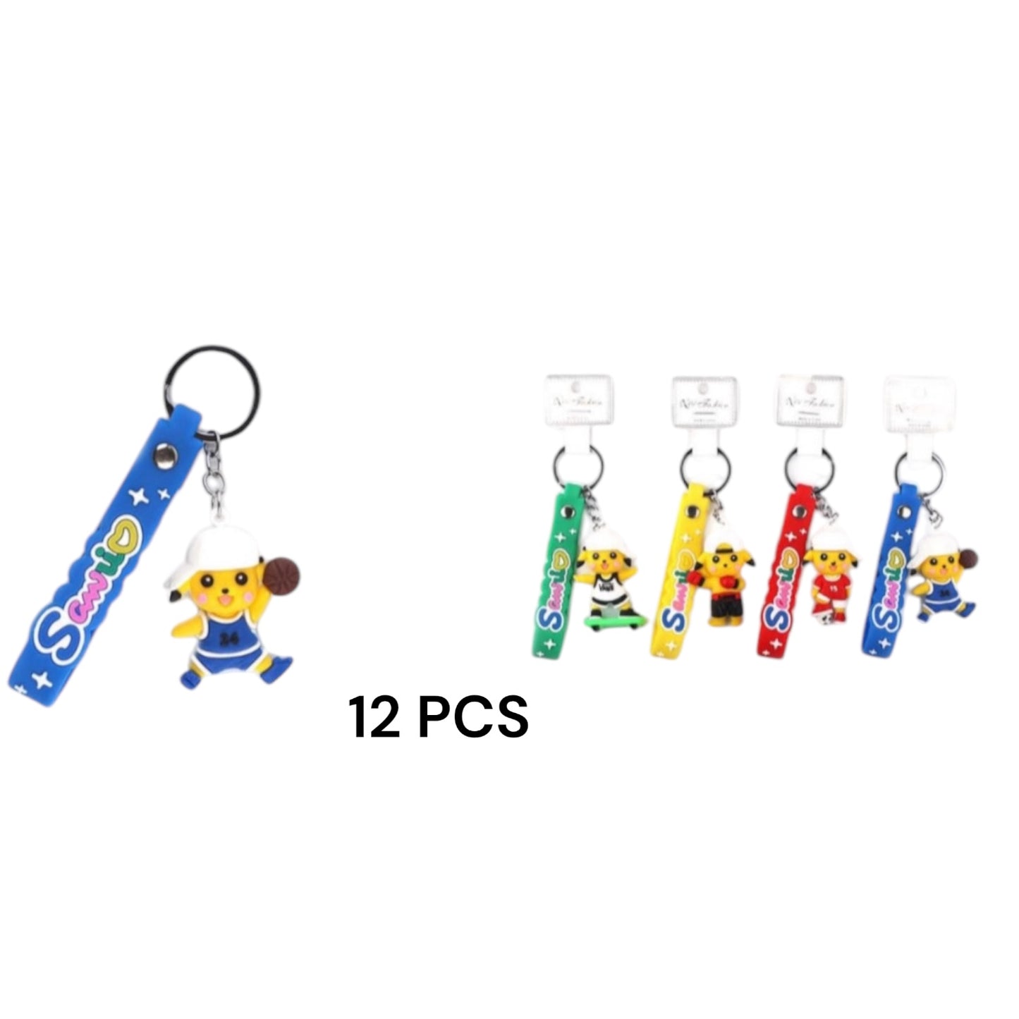 12PCS PACK YELLOW GUY SPORTS KEYCHAINS KNV 8037l