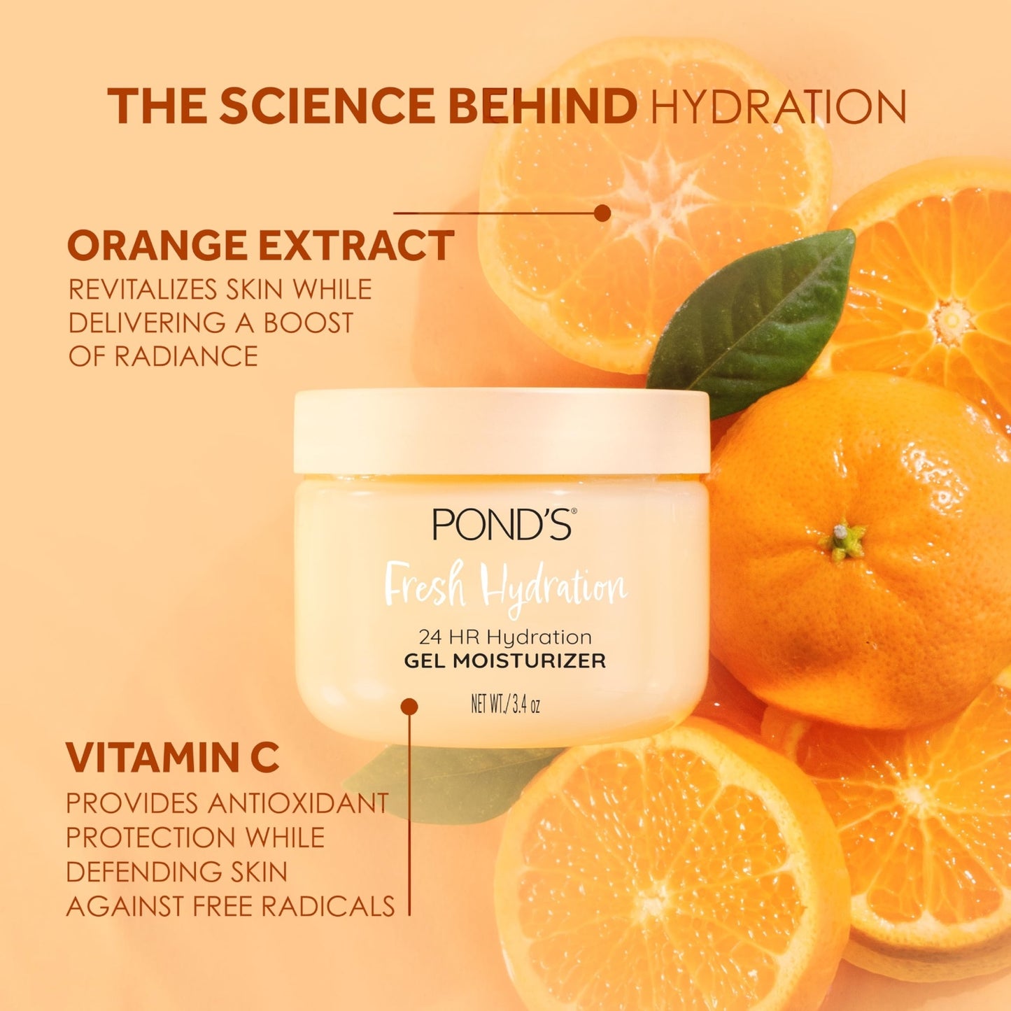 2PCS PONDS GEL EXTRACTÓ DE NARANJA FRUITY HYDRA FRESH 7652