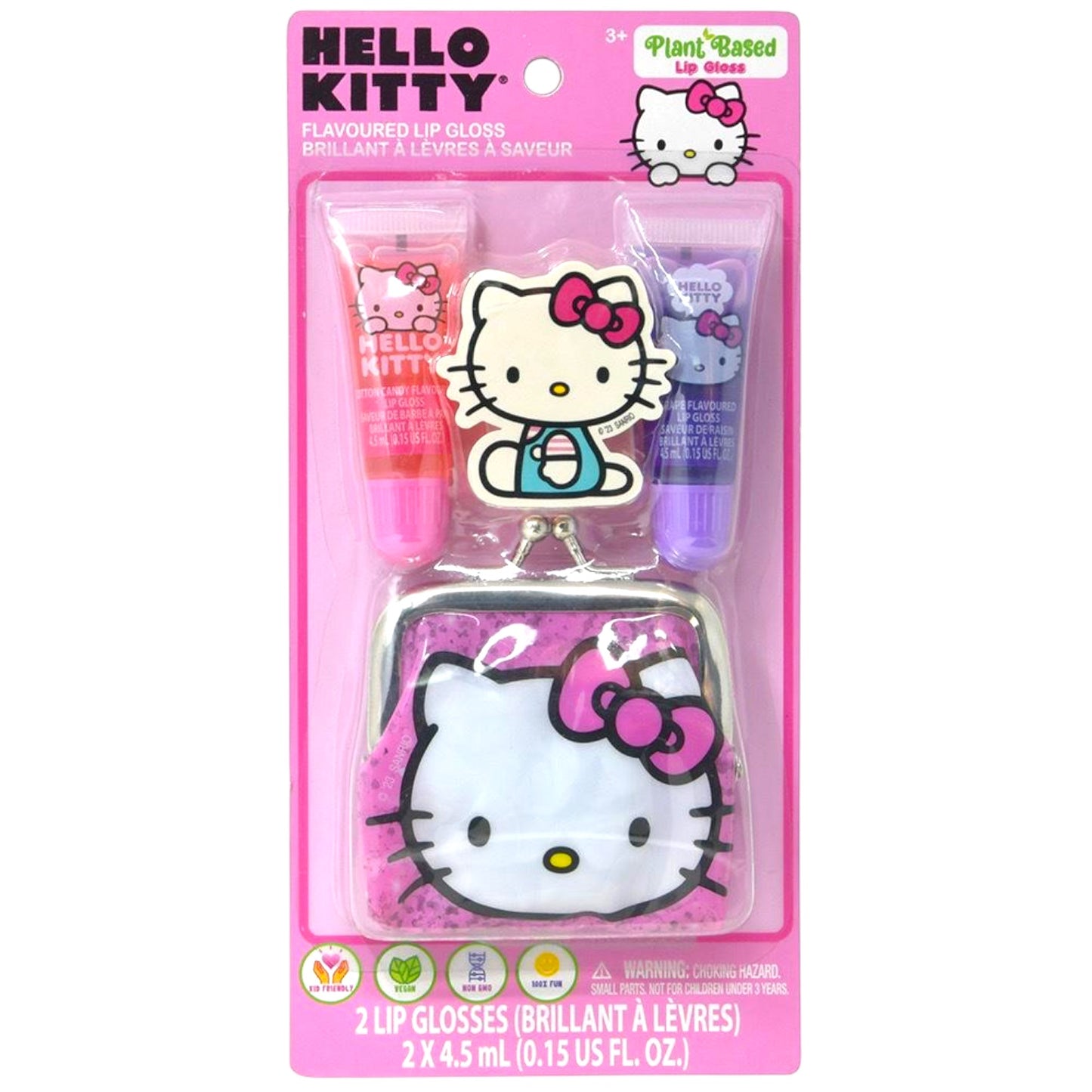 2PCS HELLO KITTY 2PK LIP TUBES + COIN PURSE ON CARD HK1096GA