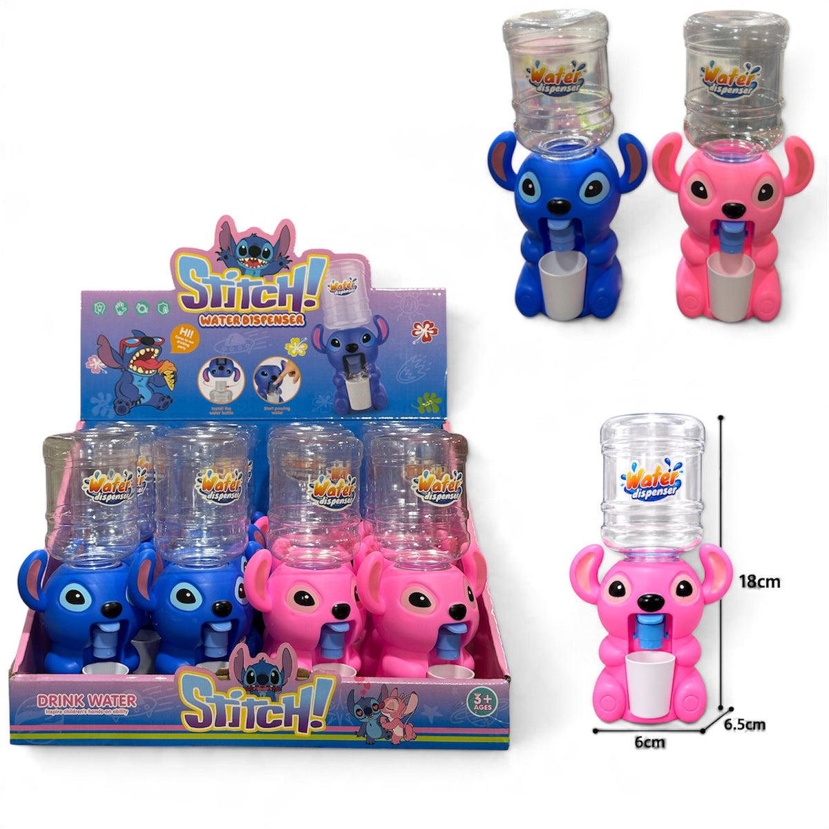 Mini dispensador de agua chico azul y chica rosa