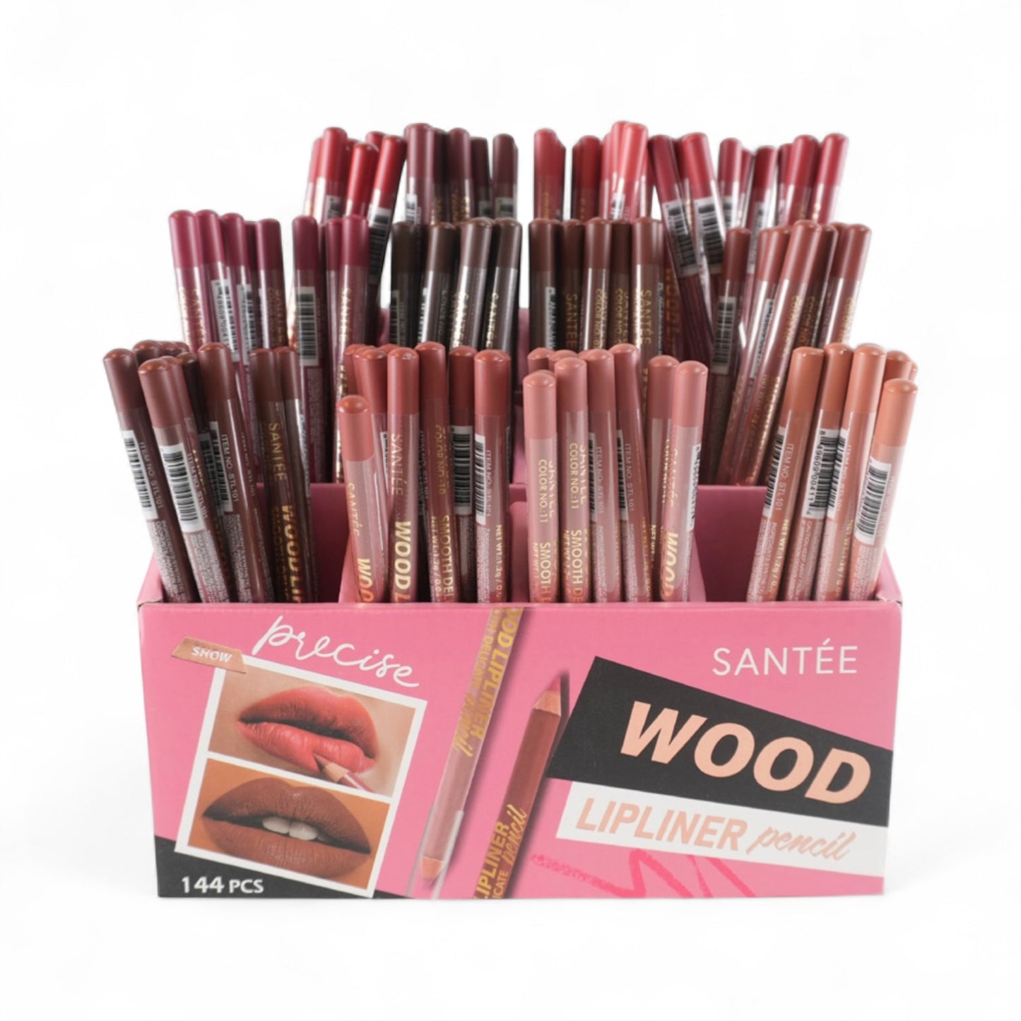 144PCS DISPLAY SANTEE WOOD LIP LINER PENCIL STL101