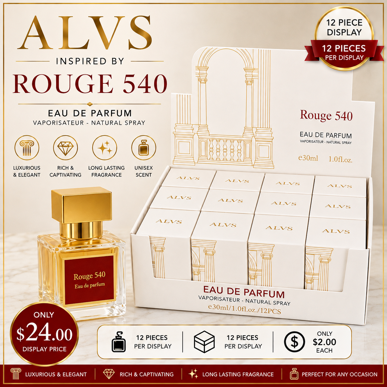12PCS DISPLAY ALVS ROUGE 540 JH300-15