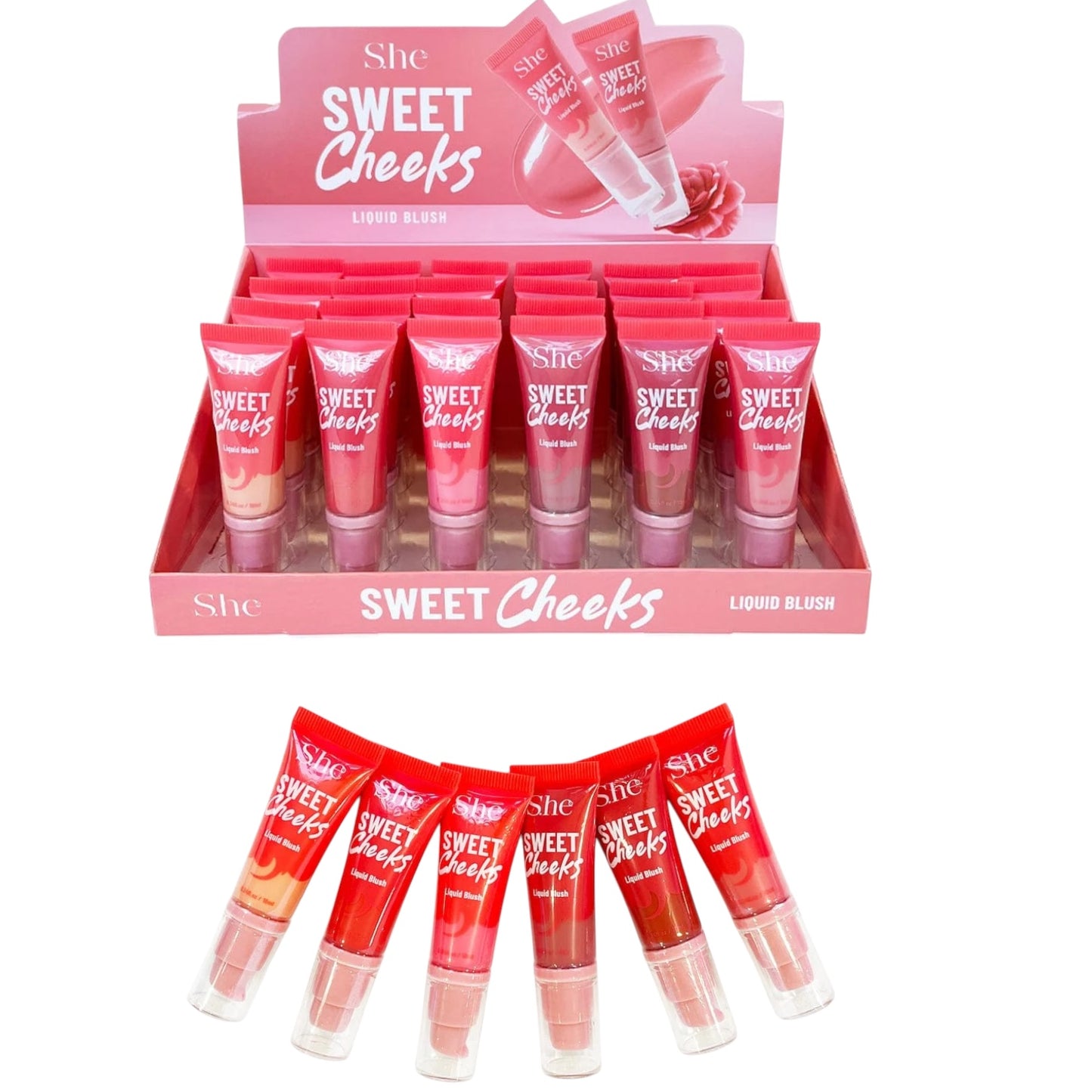24PCS DISPLAY S.HE MAKE UP SWEET CHEEKS LIQUID BLUSH LB1030