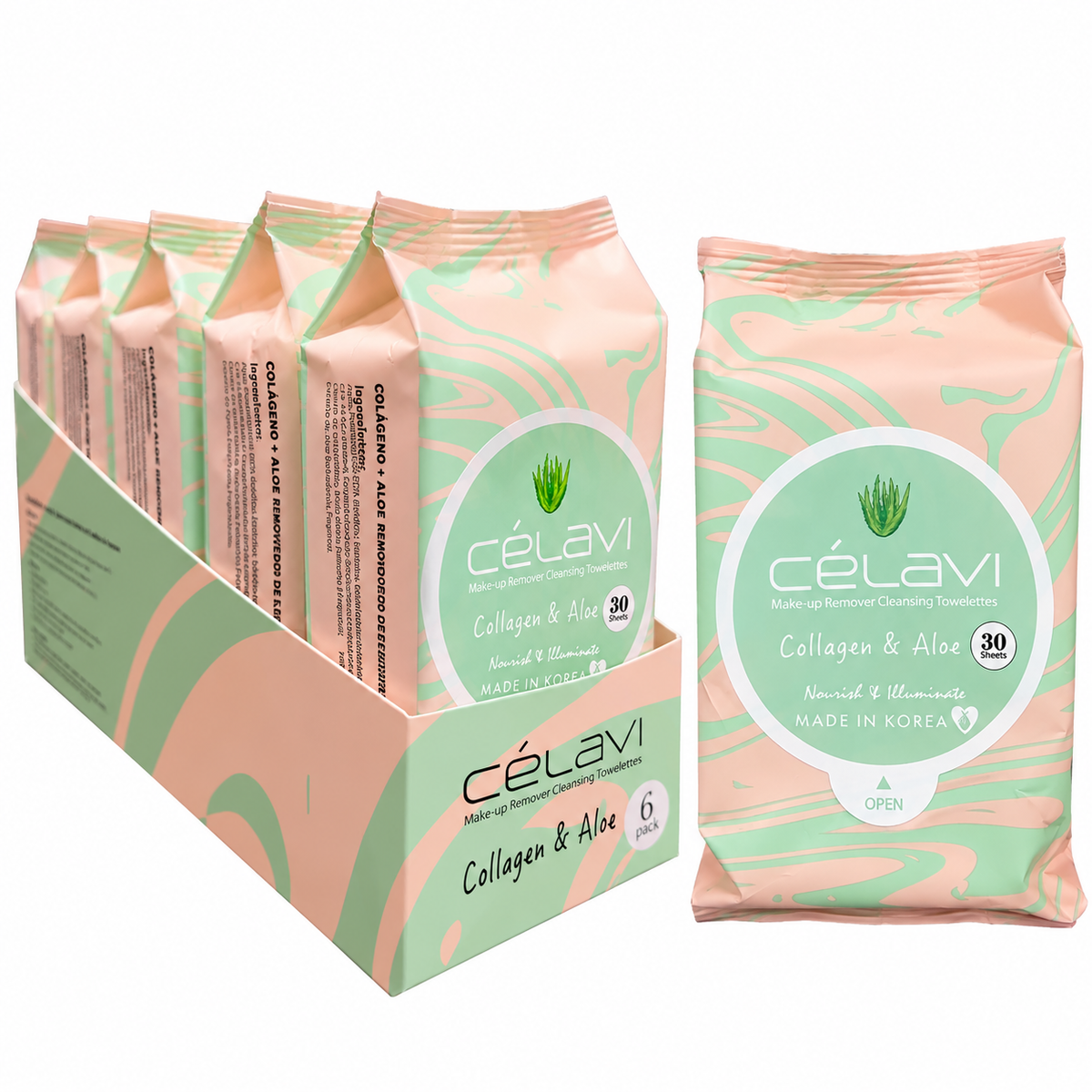 Celavi Makeup Collagen & Aloe Remover Cleansing Towelettes
