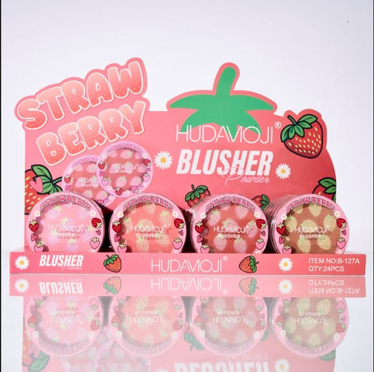 24PCS DISPLAY HUDAVIOJI STRAWBERRY BLUSH POWDER B-127A