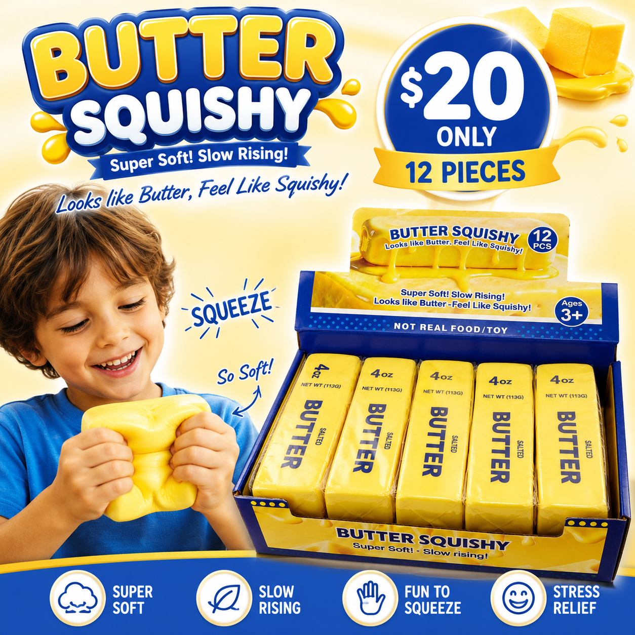 12PCS DISPLAY BUTTER SQUISHY TR6424-5