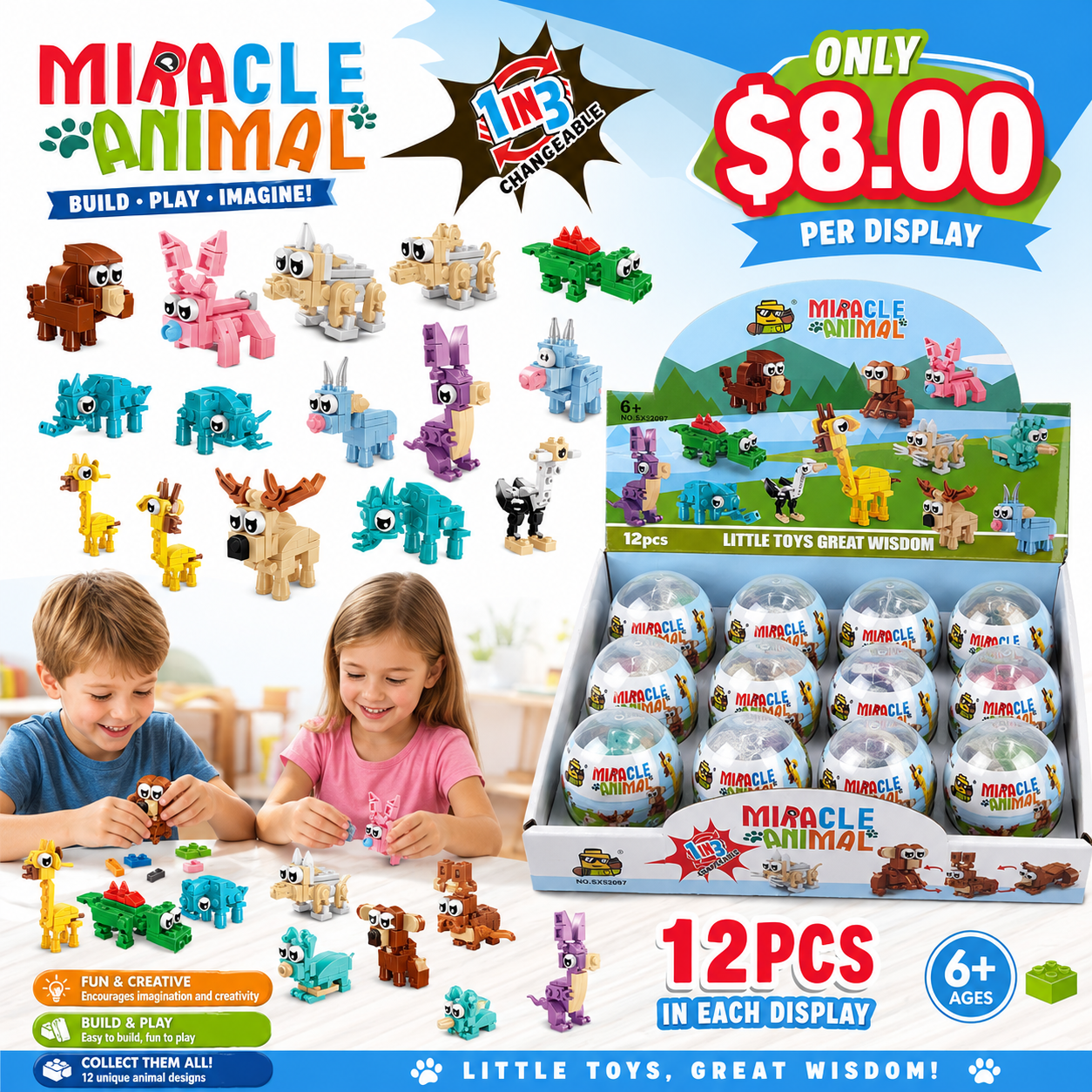 12PCS DISPLAY TOYS MIRACLE ANIMALS LEGO 1402
