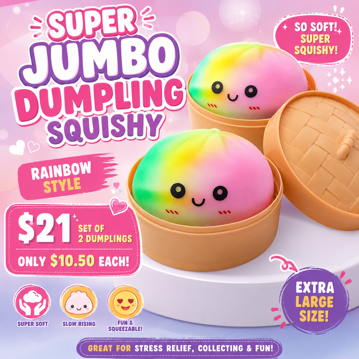 2PCS RAINBOW 18CM JUMBO DUMPLINGS