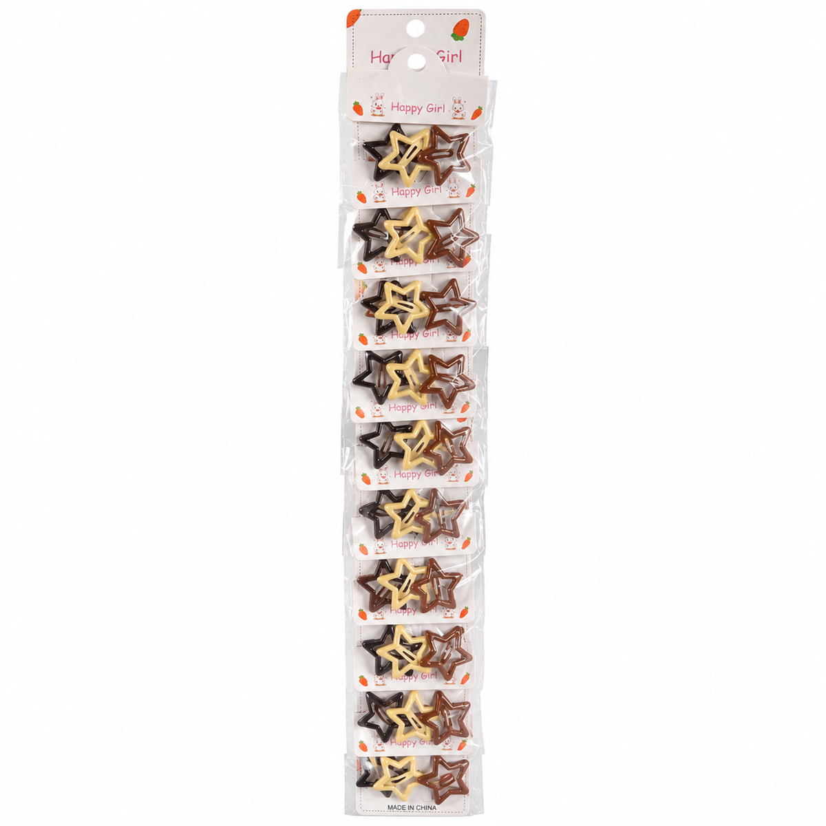 Mini Brown Star Snap On Hair Clips