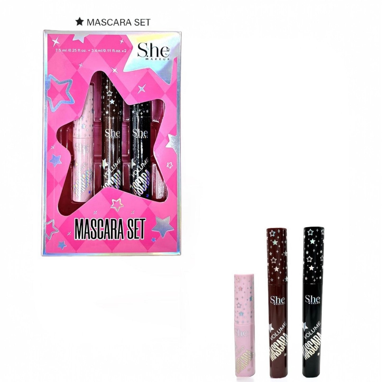 3PCS PACK S.HE MAKE UP MASCARA SET SGS003