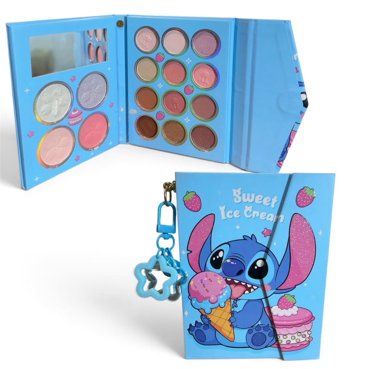 Paleta de sombras de ojos Blue Sweet Ice Cream con llavero colgante