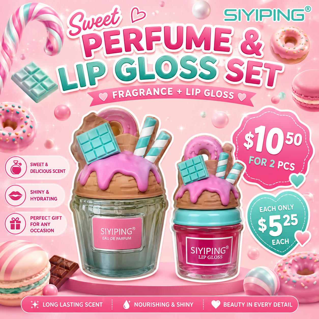 2PCS VANILLA MINI PERFUME WITH LIP GLOSS SYP-ST121