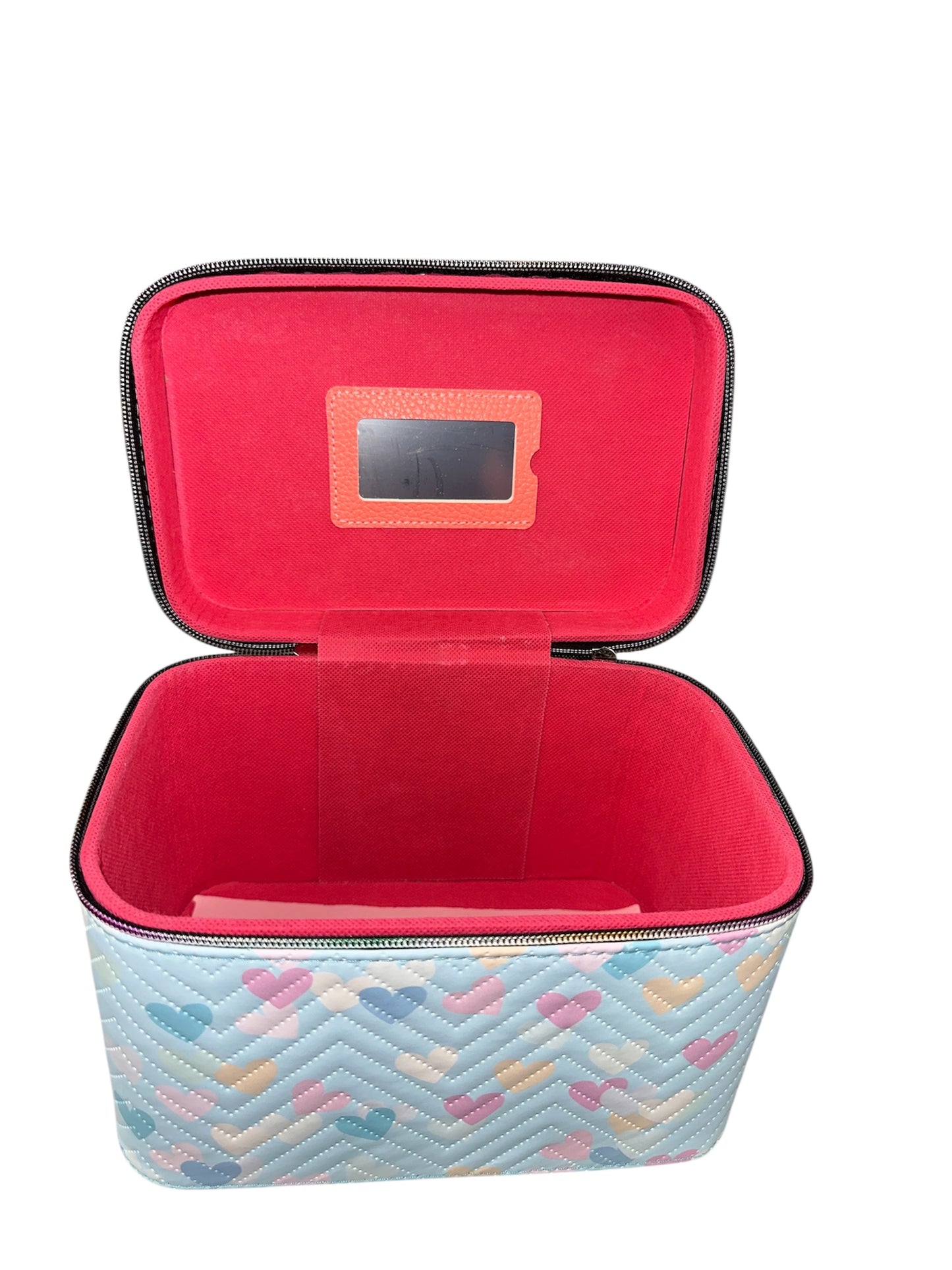 BABY BLUE HEARTED 3PCS CARRY ON MAKEUP BOX