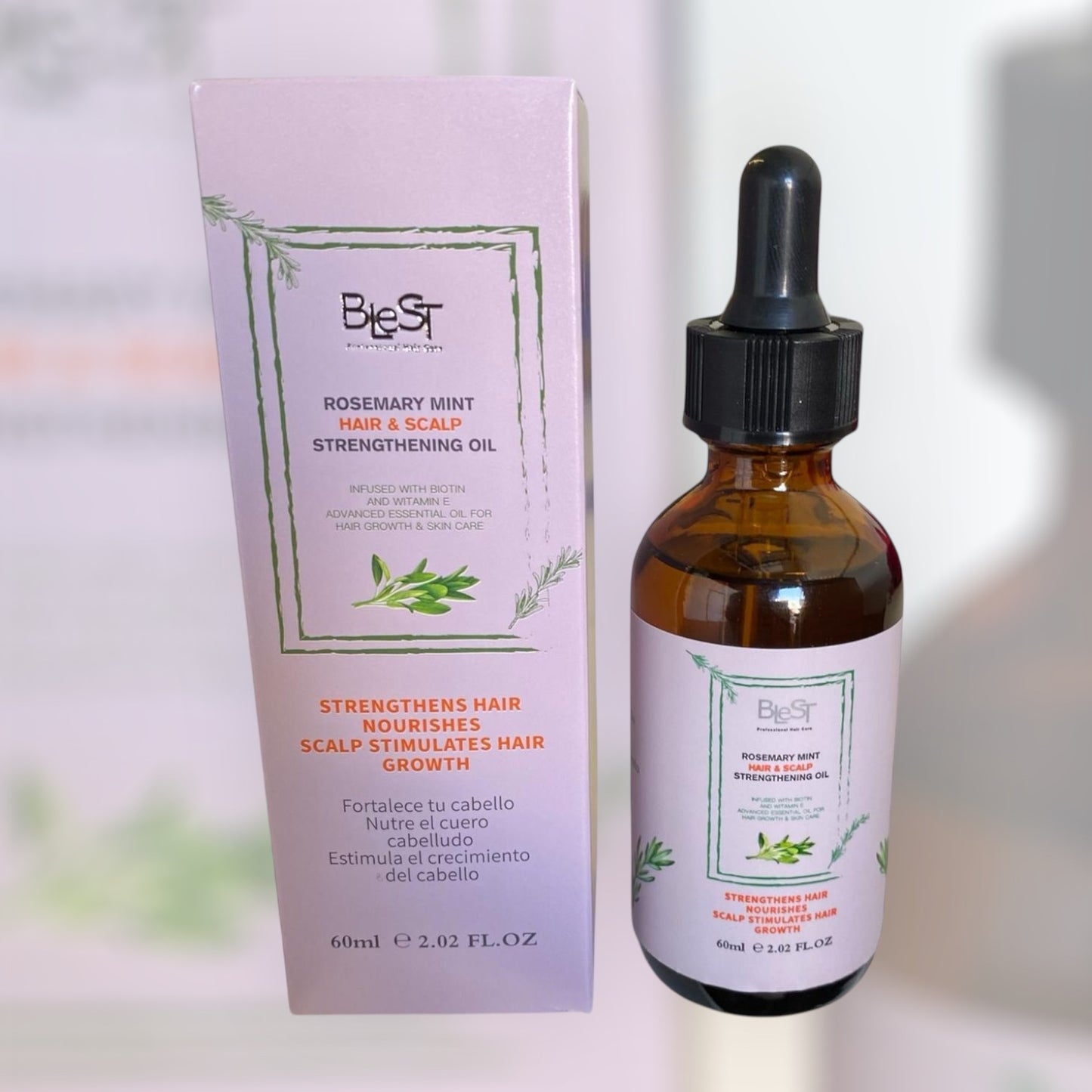 12PCS DISPLAY BLEST ROSEMARY MINT HAIR & SCALP STRENGTHENING OIL