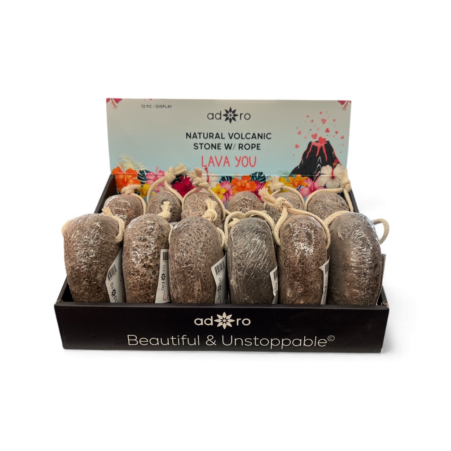 12PCS NATURAL VOLCANIC STONE W/ ROPE 11080