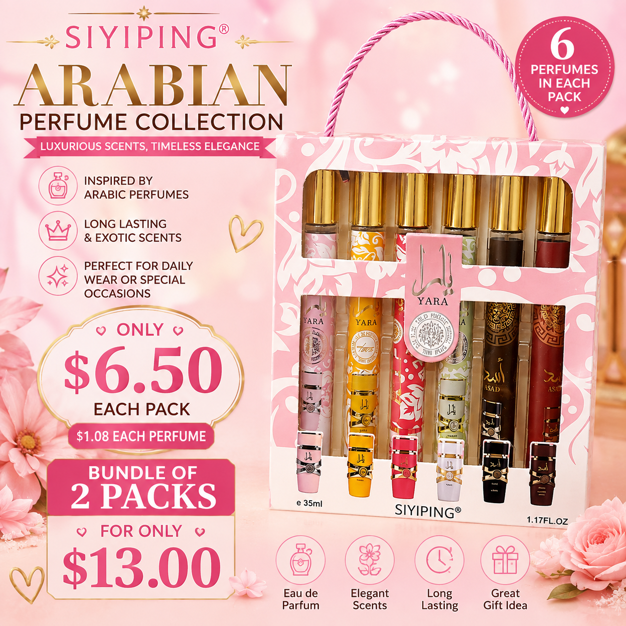 2PCS SET SIYIPING YARA TRAVEL SIZE PERFUME DUO SET SYP-PF120