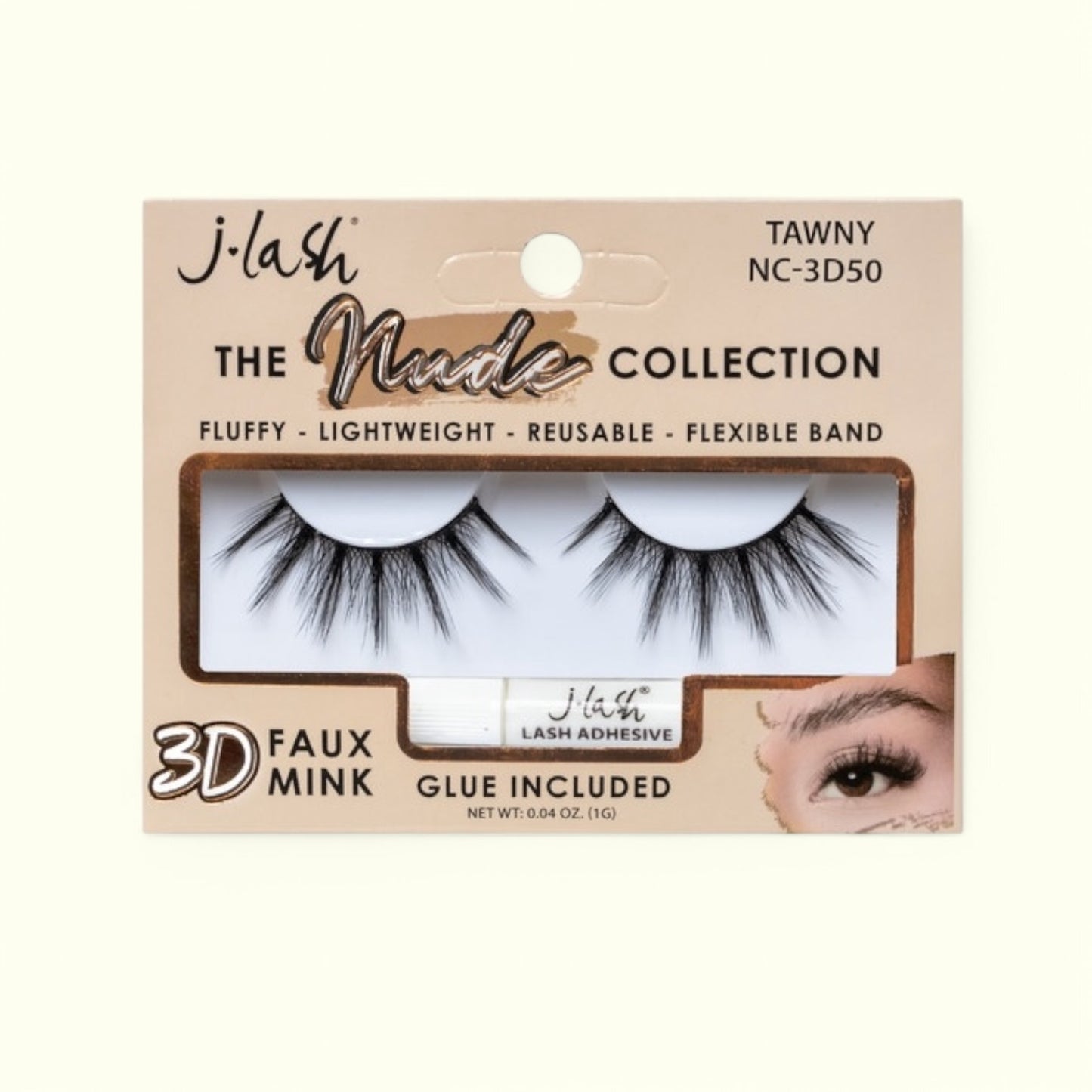 6PCS PACK JLASH 3D FAUX MINK THE NUDE COLLECTION GLUE INCLUDED NC-3D50