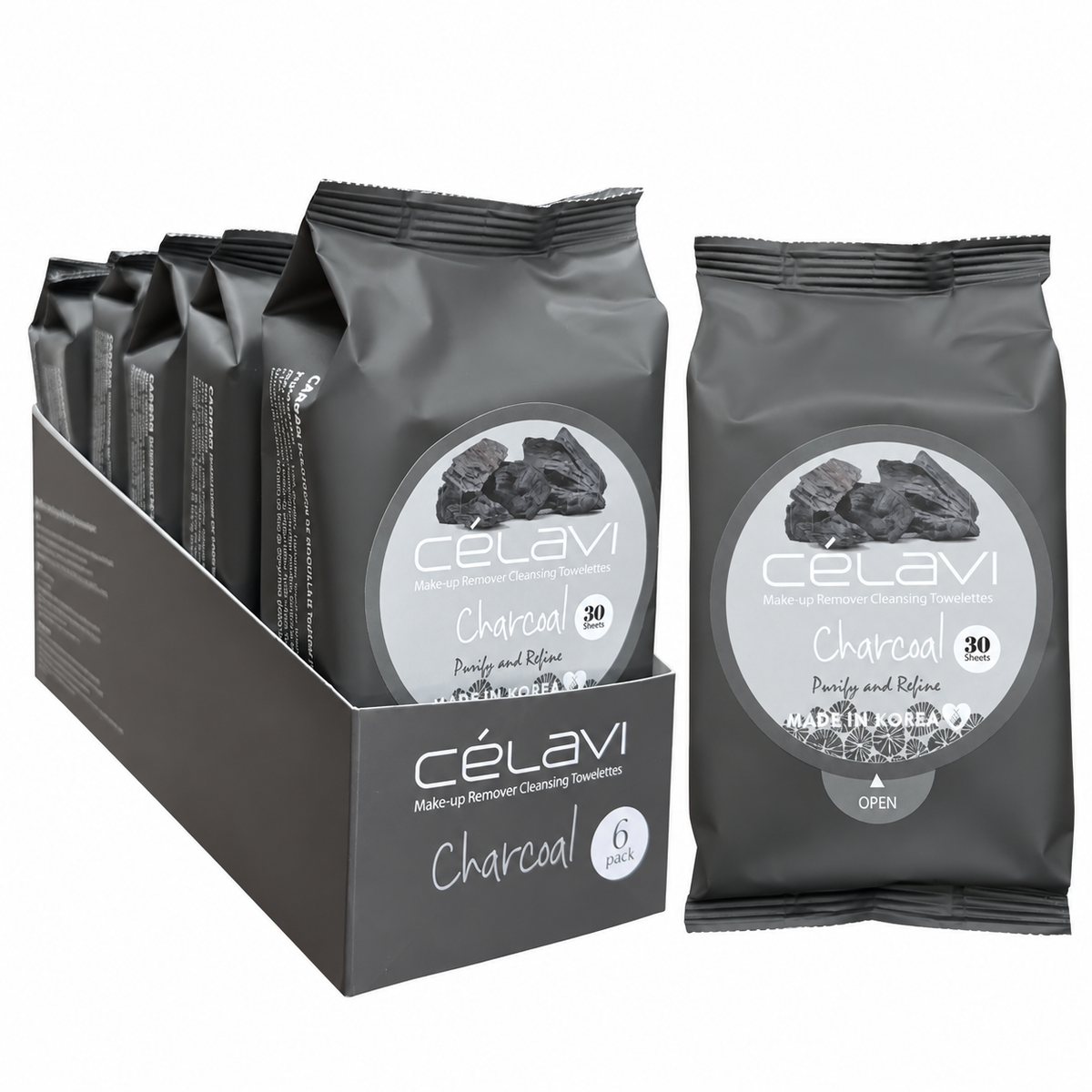 Celavi Makeup Charcoal Remover Cleansing Towelettes