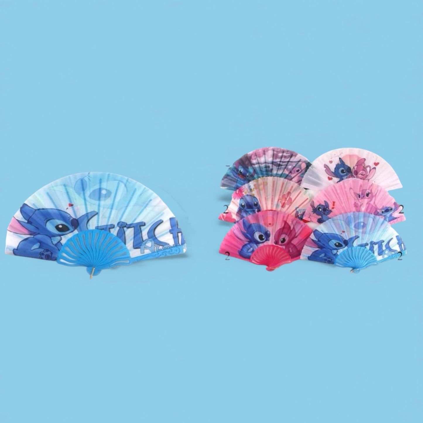 12PCS PACK BLUE GUY & PINK GIRL FOLDING FAN KNV-9643