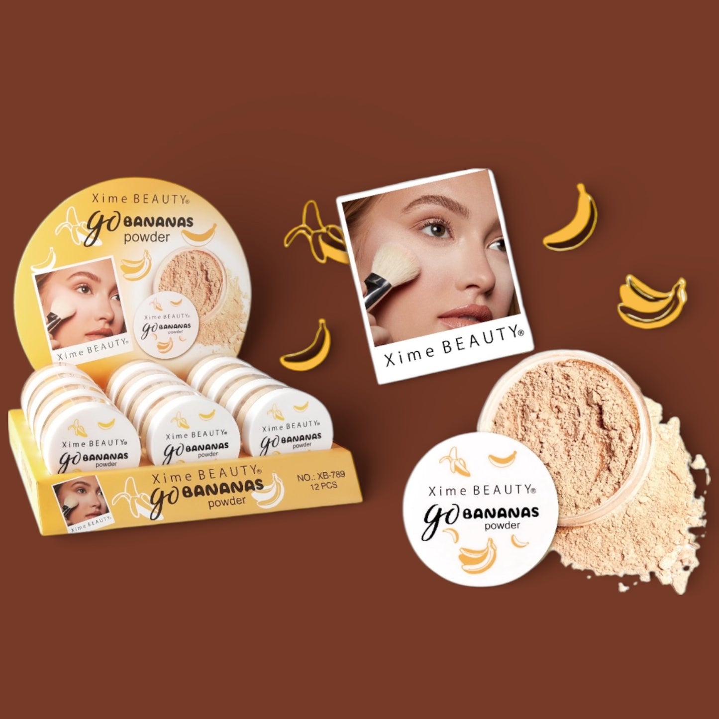 12PCS DISPLAY XIME BEAUTY GO BANANAS POWDER XB-789
