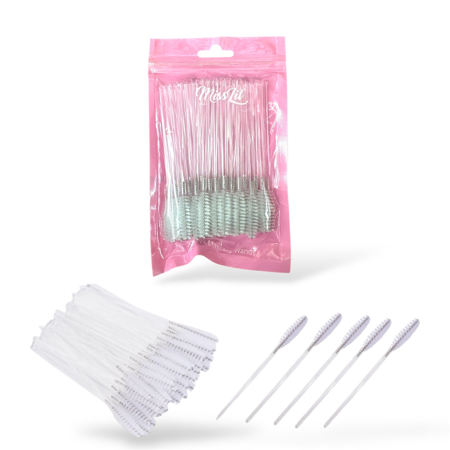 6PCS MISS LIL USA MASCARA WANDS CLEAR 50PCS PACK MLA-11