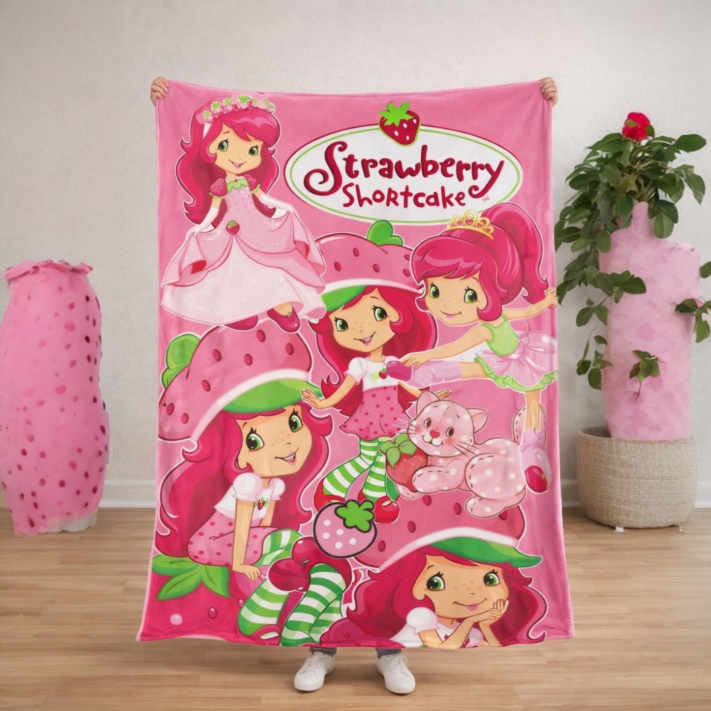 2PCS PRETTY GIRL IN PINK SOFT BLANKET
