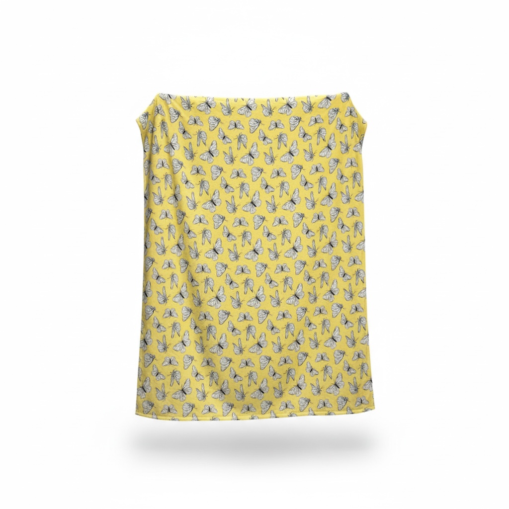 1PCS SOFT YELLOW BLANKET WITH BUTTERFLY