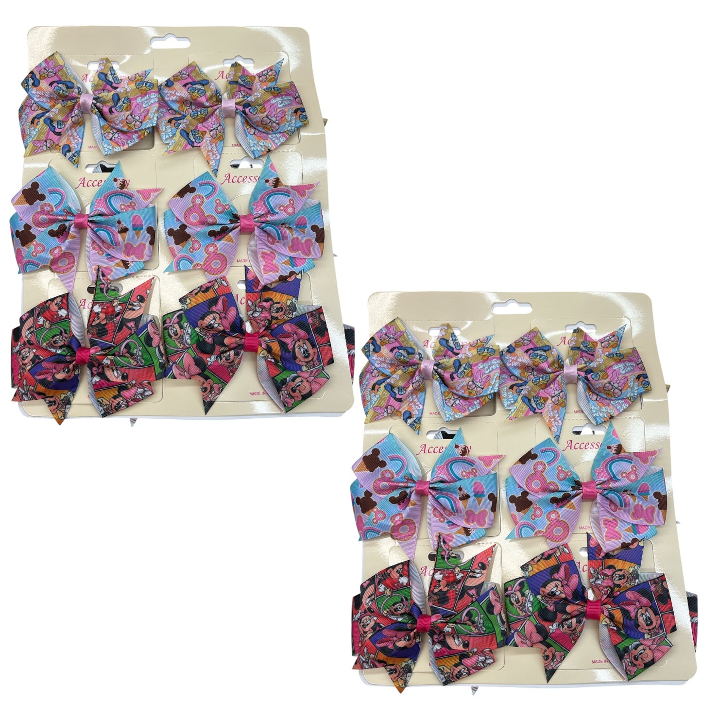 12PCS PACK MOUSE & FRIENDS HAIR BOWS