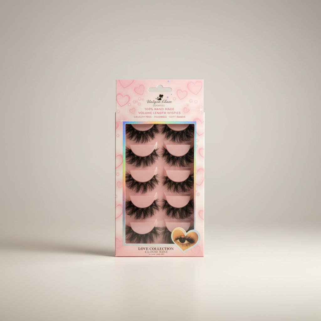 3PCS UNIQUE GLAM COSMETICS CLOUD MINE LOVE COLLECTION 5 PAIR LASHES