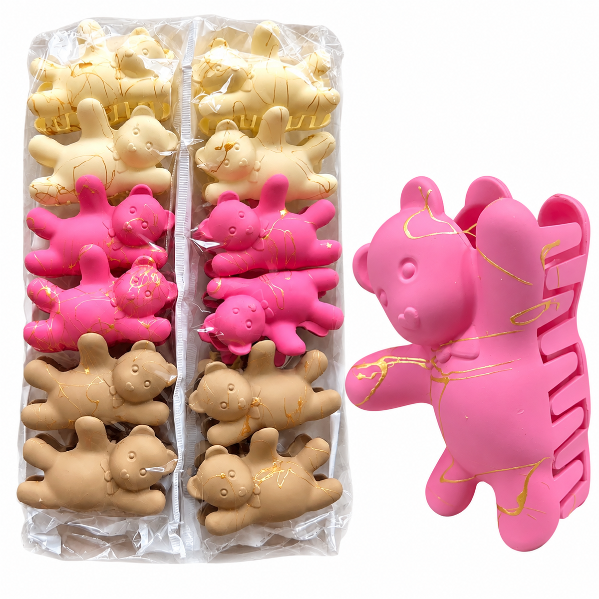 Paquete de accesorios para el cabello con clips de ositos dulces de colores