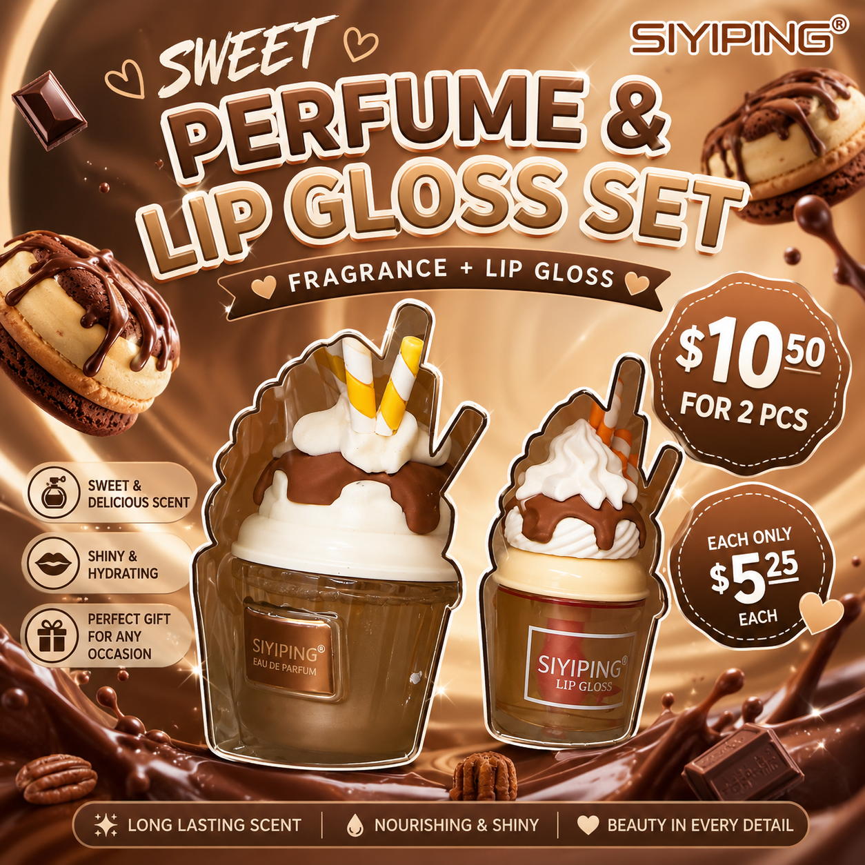 2PCS WHIPPED PLEASURE MINI PERFUME WITH LIP GLOSS SYP-ST126