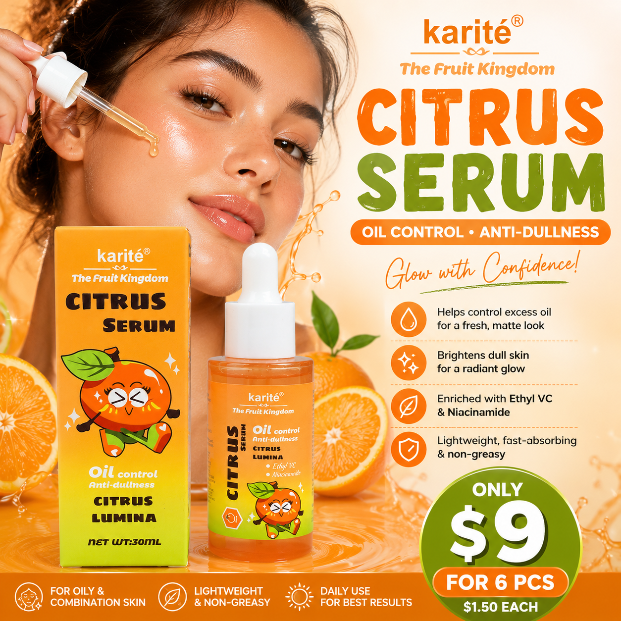 6 PCS KARITE VITAMIN C CITRUS OIL SERUM 68891-47C
